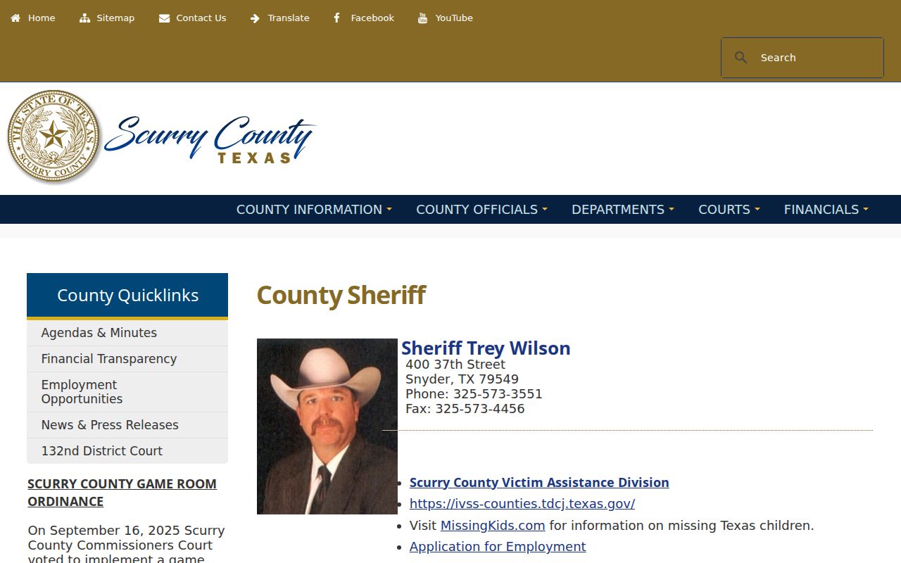 Scurry County arrest history through the Sheriff's Office