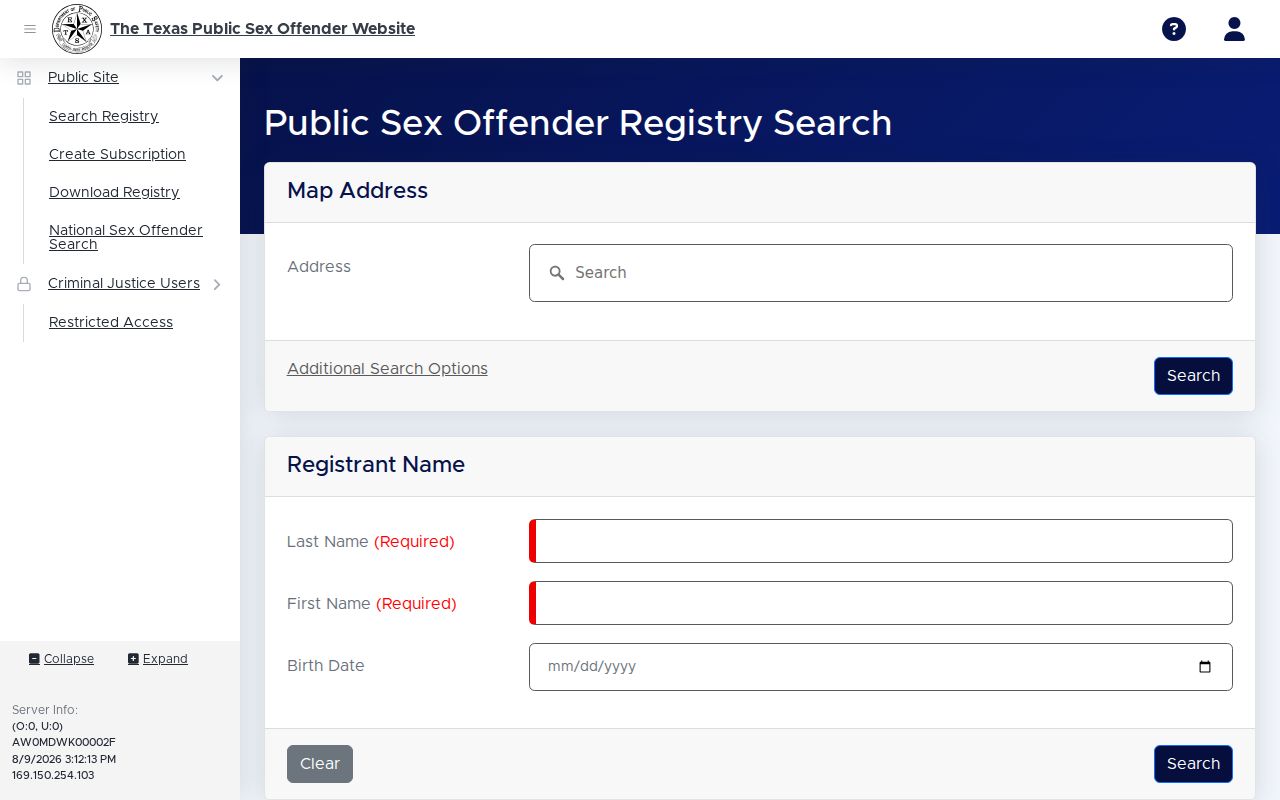 Texas registry search for Scurry County criminal history