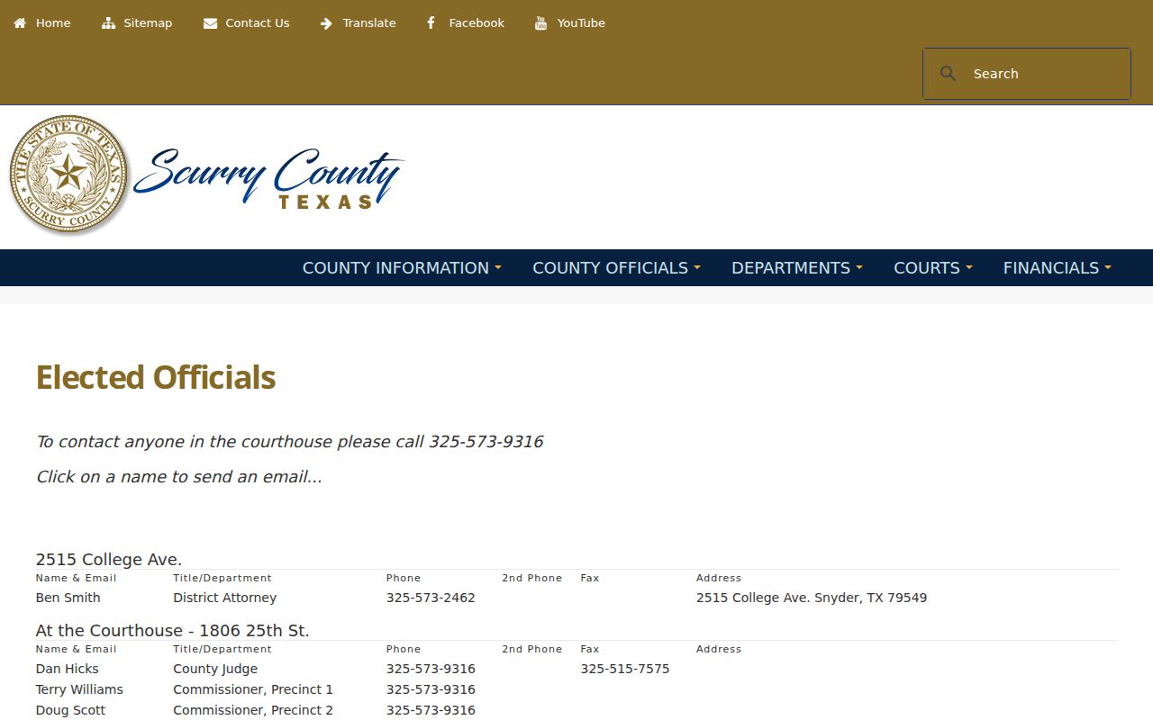 Scurry County criminal records office directory