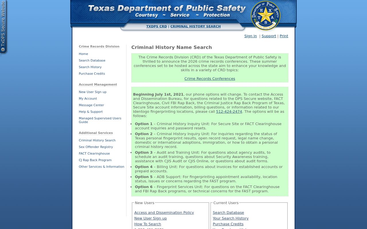 Texas DPS search for Scurry County criminal history