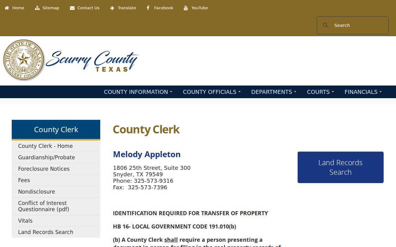 Scurry County criminal misdemeanor records at County Clerk