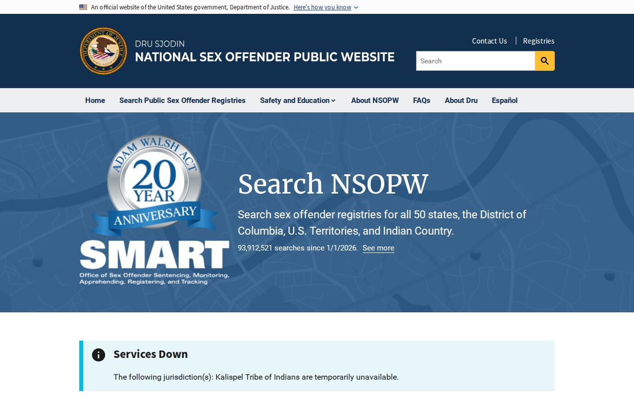 National sex offender search option for a Scurry County sex offender check